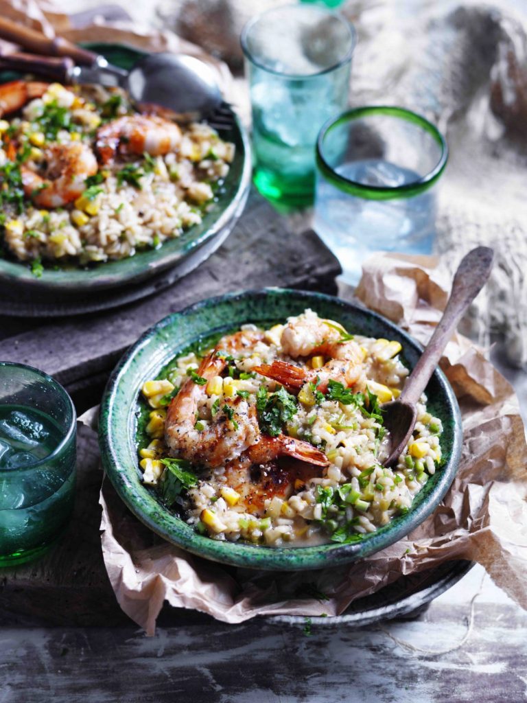 Prawn, rosemary and corn risotto recipe