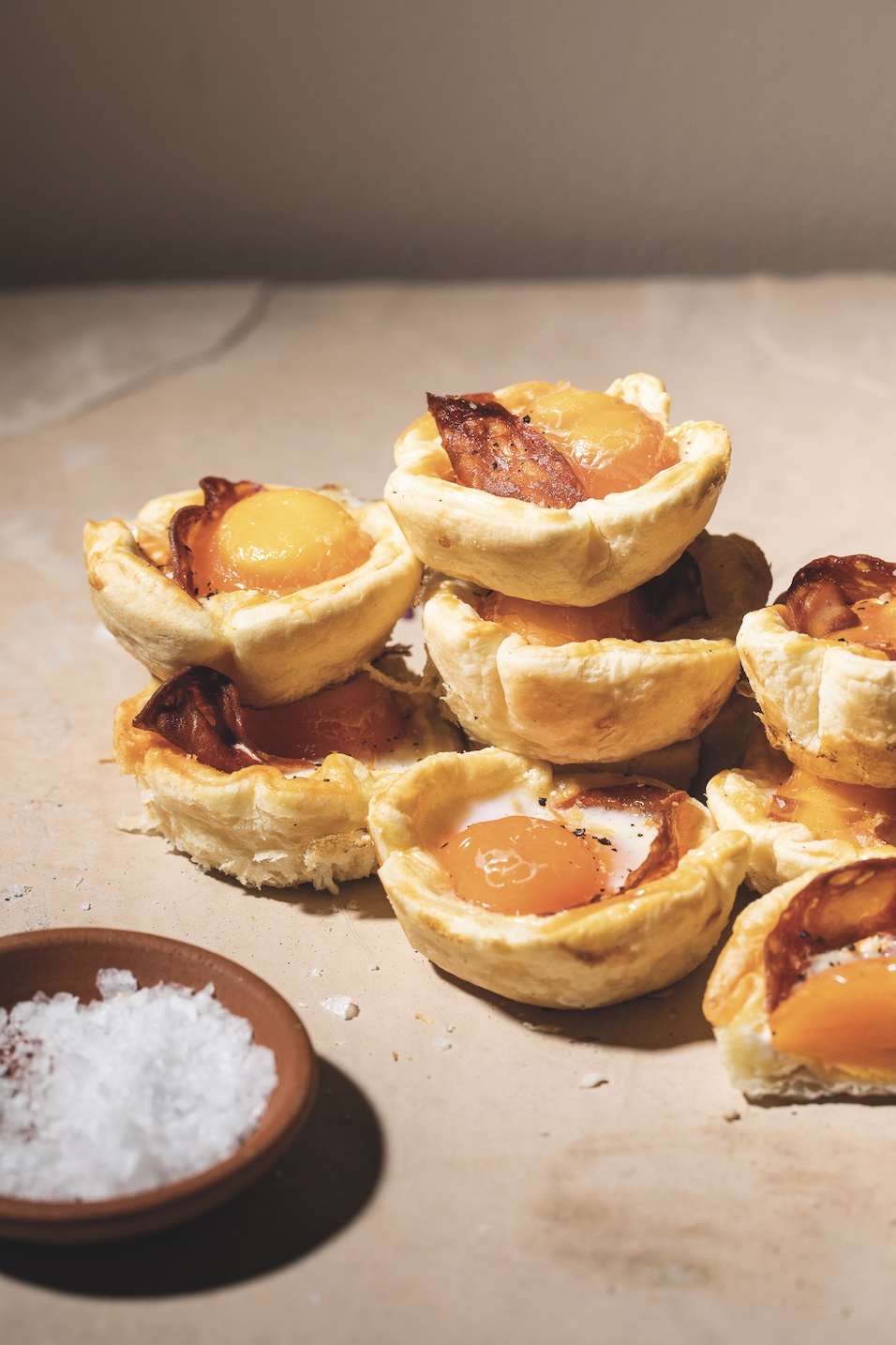 Eggs and chorizo pastry cups