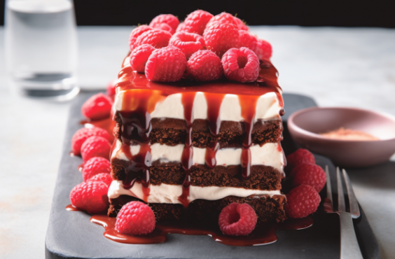 A beautifully layered dessert to impress your guests on a warm spring day. Try this decadent Raspberry ice-cream brownie sandwich stack.