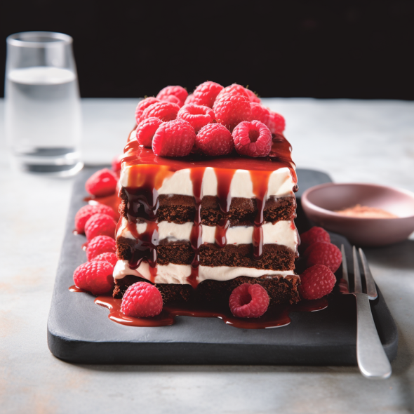 A beautifully layered dessert to impress your guests on a warm spring day. Try this decadent Raspberry ice-cream brownie sandwich stack.