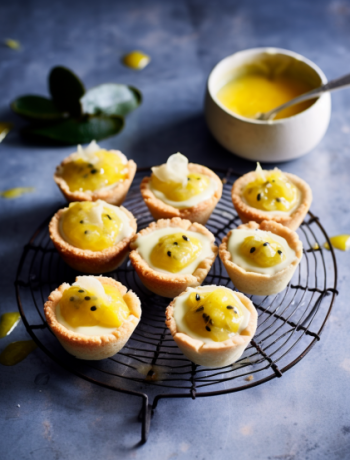 Coconut Tarts with passionfruit & lemon