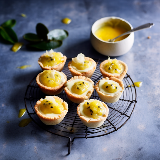 Coconut Tarts with passionfruit & lemon
