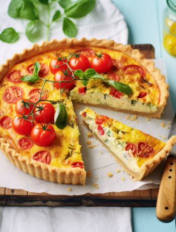 Sweetcorn and tomato quiche