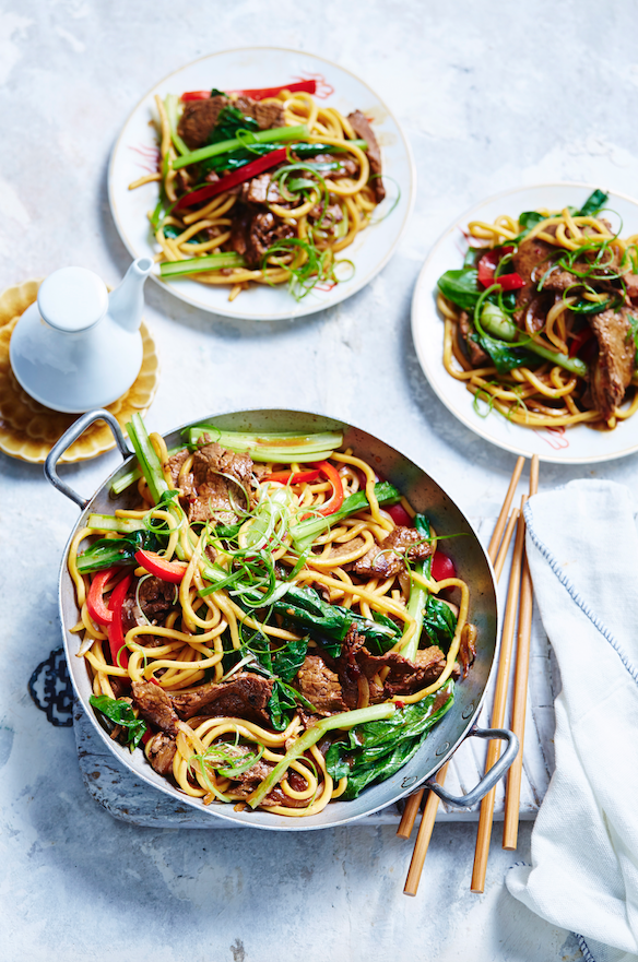 Mongolian beef with noodles