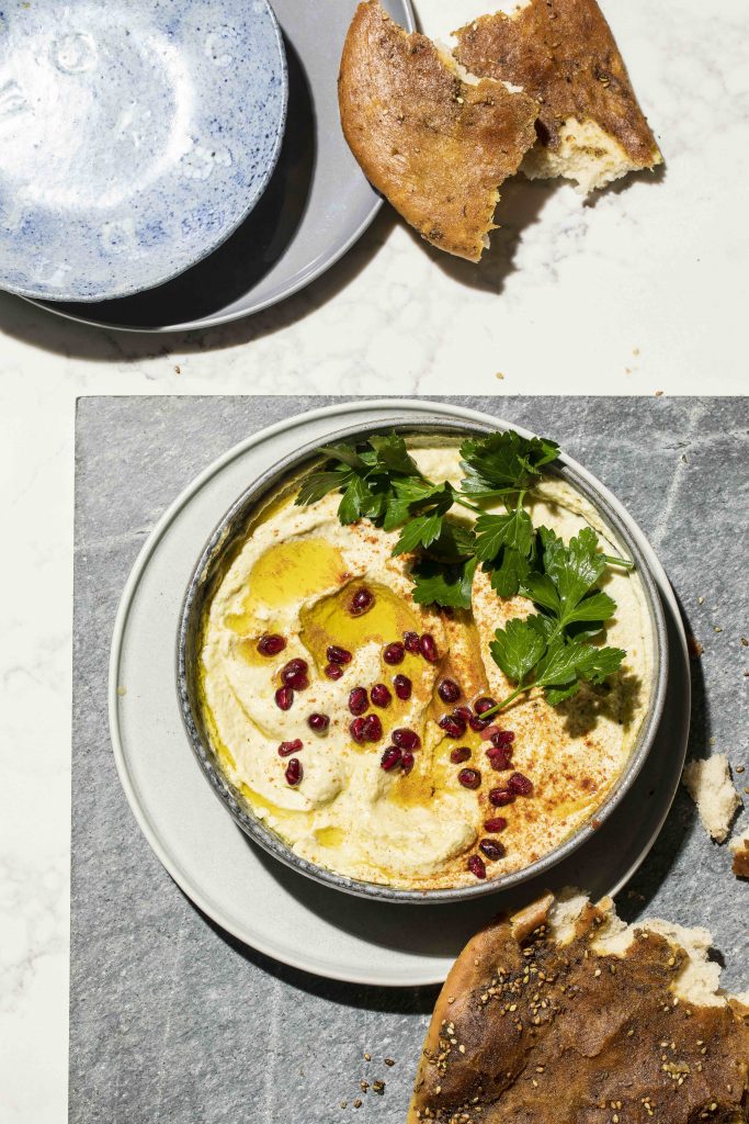 Zucchini baba ganoush with za'atar manakish