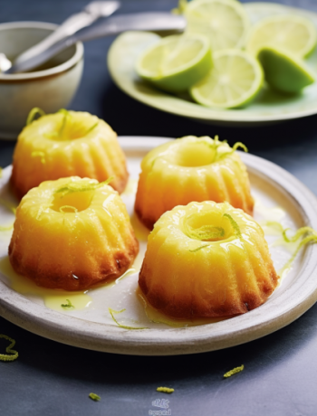 Zesty lemon and lime syrup cakes
