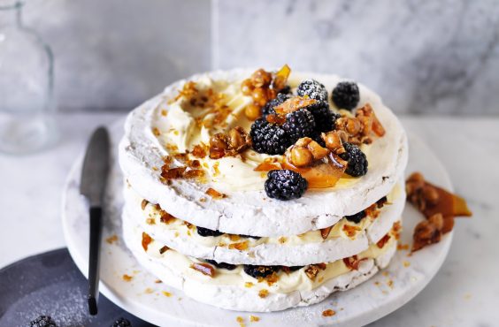 blackberry, mascarpone & coconut meringue cake