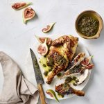 Butterflied chicken with fig & olive anchoïade