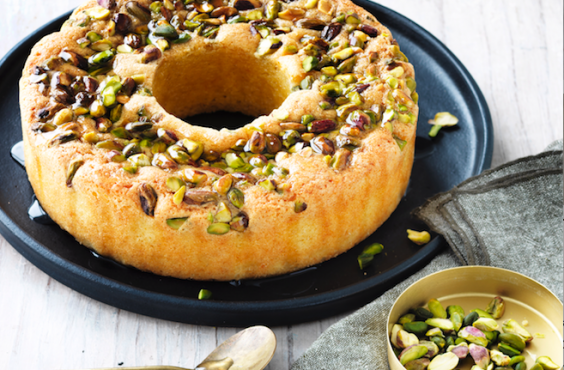 Semolina pistachio cake with lemon syrup