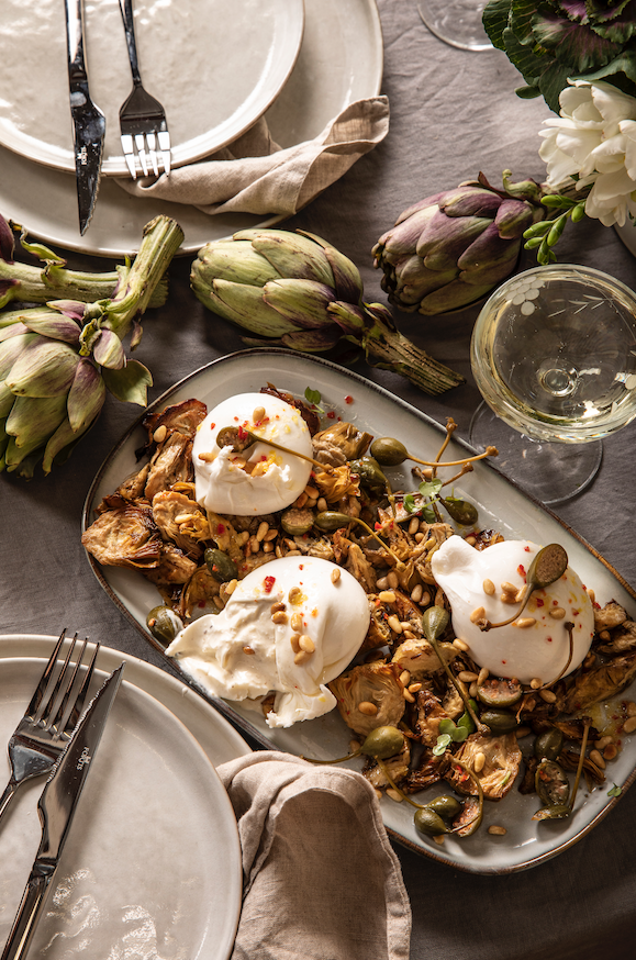 roasted artichokes burrata