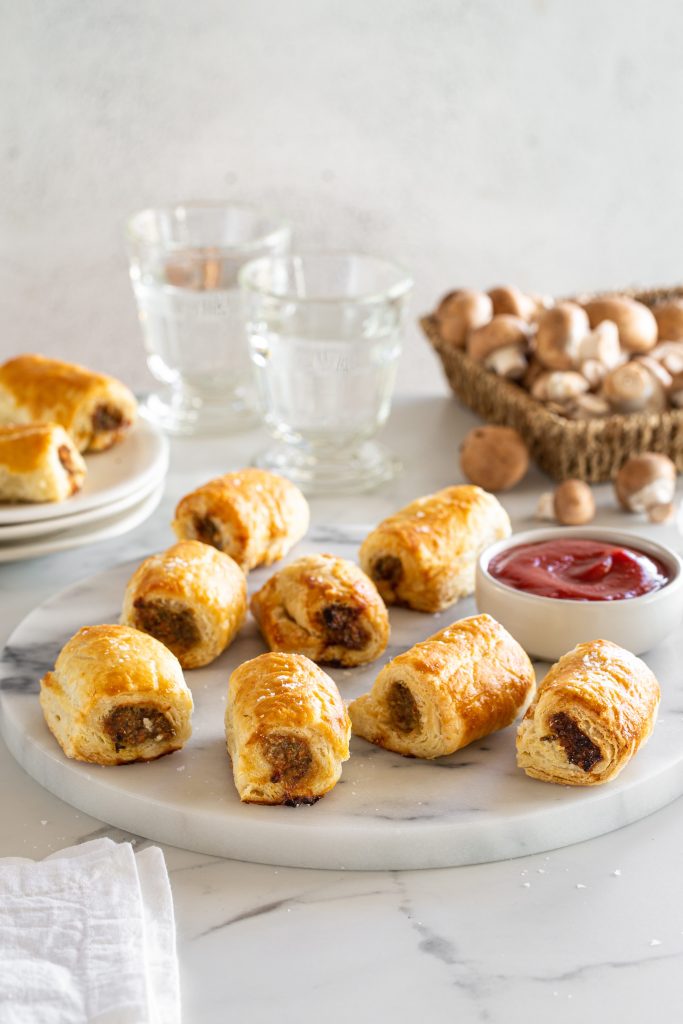 pork mince and mushroom sausage rolls