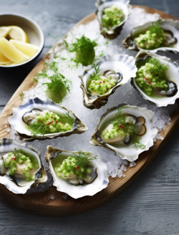 Fresh oysters with cucumber salad