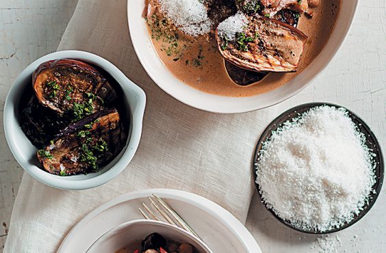 Aubergine, chickpea and coconut curry