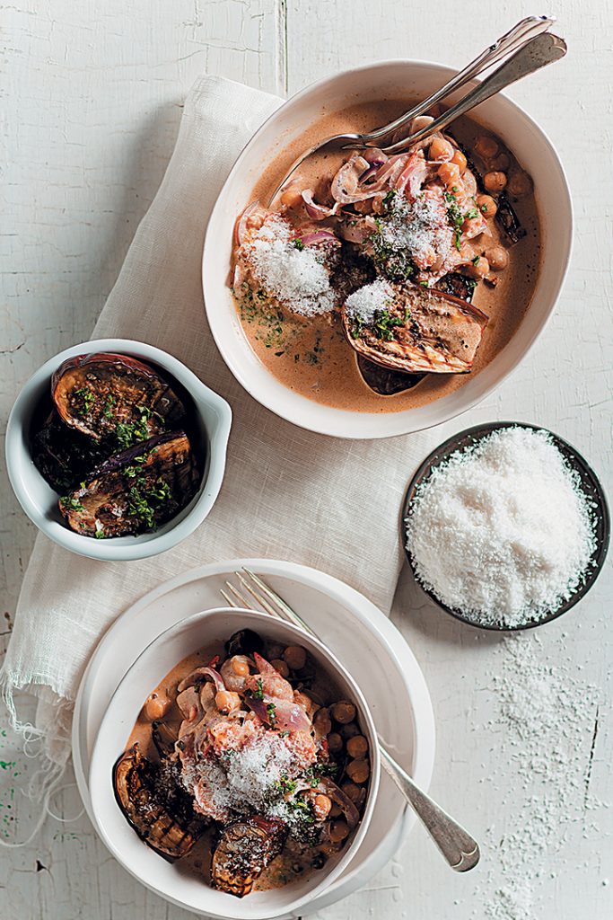 Aubergine, chickpea and coconut curry