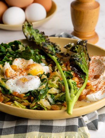 Sautéed Greens with Poached Egg and Paprika Cultured Yoghurt