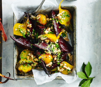Roasted beetroot with walnut crumble