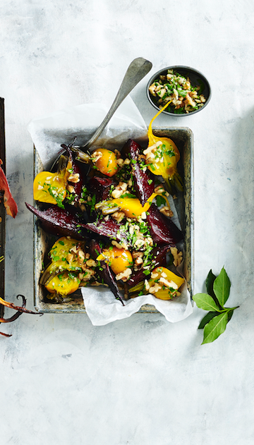 Roasted beetroot with walnut crumble