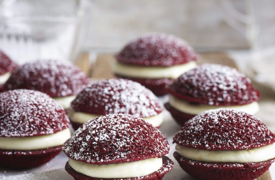 Mini red velvet whoopie pies