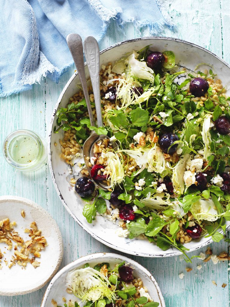 Barley, cherry & feta salad
