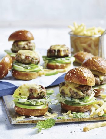 Pork sliders with mint salsa