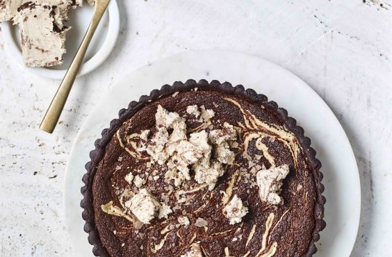 Salted dark chocolate tahini tart