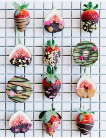 Peanut butter and dark chocolate dipped fruit