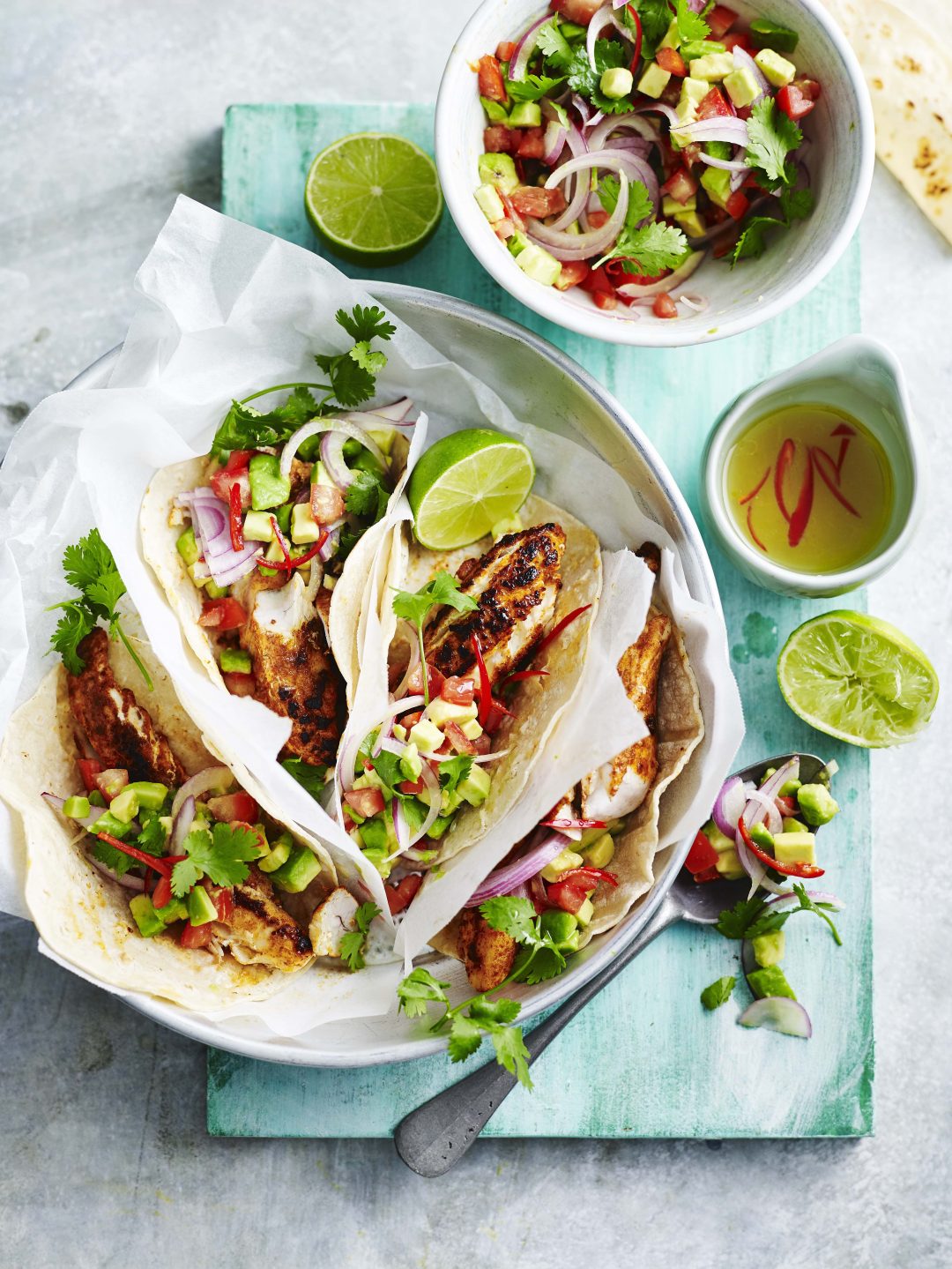 Fish tortillas with tomato & avocado salad Food & Home Magazine