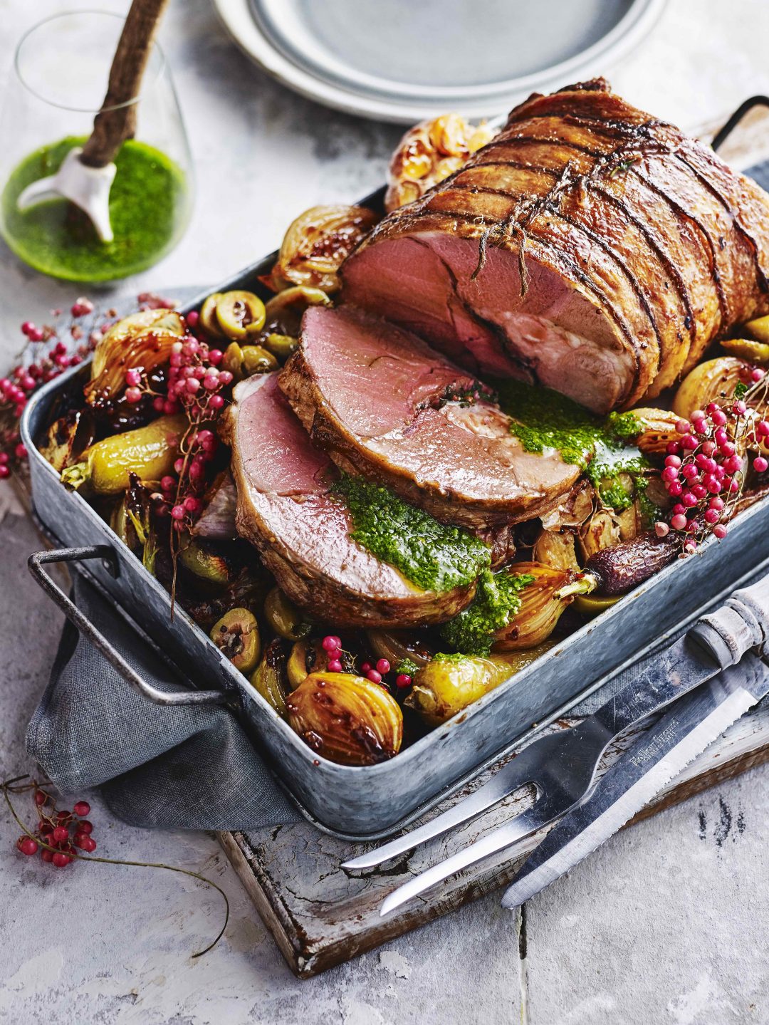Pink peppercorn lamb with balsamic onions | Food & Home Magazine