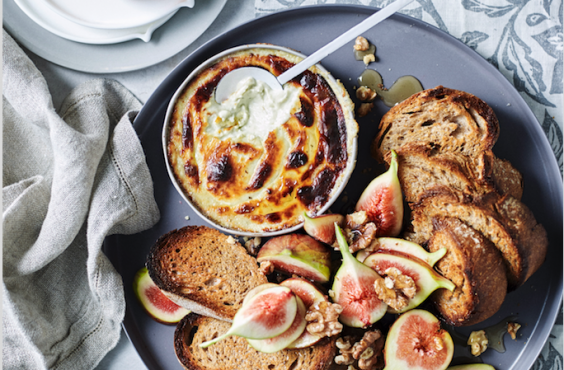 Warm honey & blue cheese dip with fresh figs