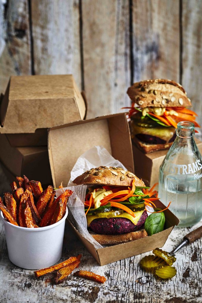 Beet & black bean burger