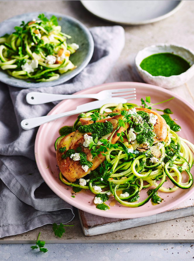 Chicken with zucchini & salsa verde