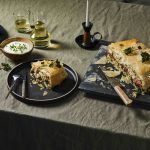 Smoky chicken, chorizo & olive phyllo pie