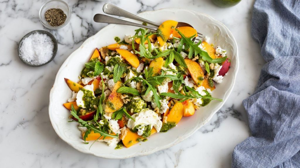 Nectarine and Mozzarella Salad with Basil Vinaigrette