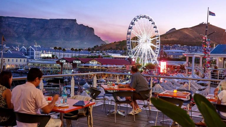 v&a waterfront restaurant with views of the cape wheel and table mountain