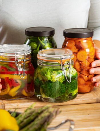 Fruit and veg in jars