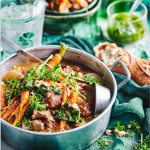 Irish stew with carrot-top salsa verde