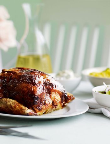 Tikka roasted chicken with salted cucumber salad