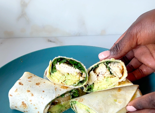 Wrap with rotisserie chicken and avo