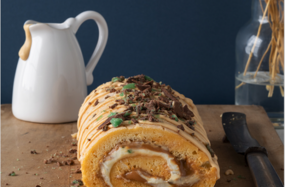 peppermint crisp and caramel swiss roll