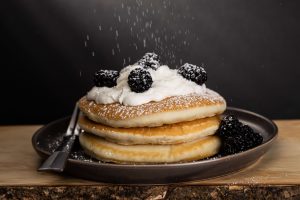 Cream on pancakes