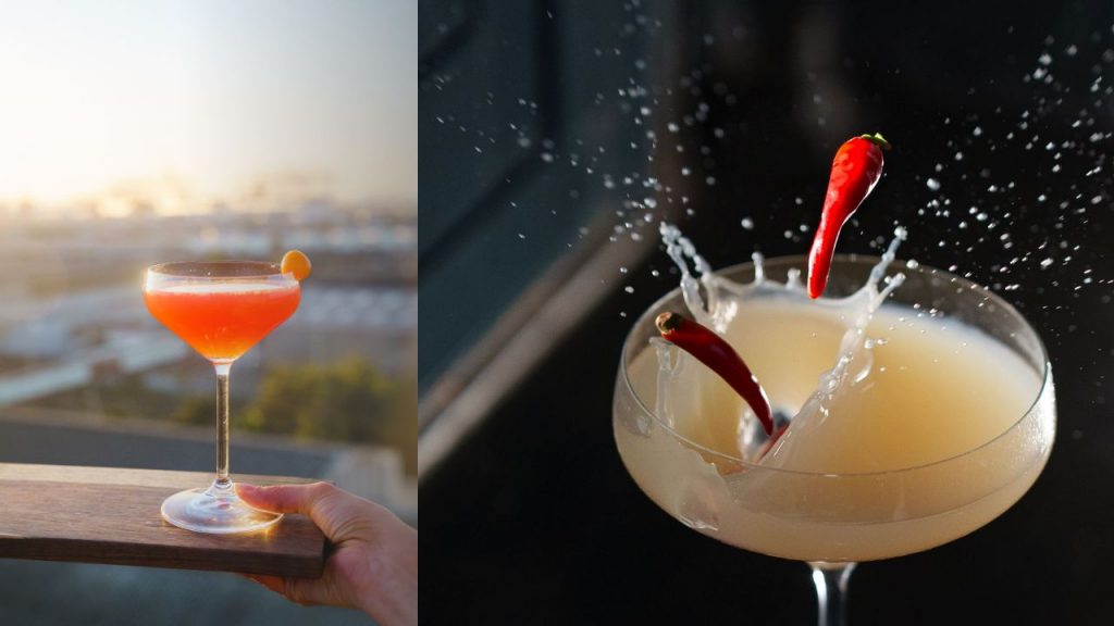 African Sunset Martini and Thai Green Curry Martini