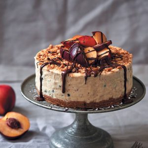 Nectarine, coconut and rum ice-cream cake