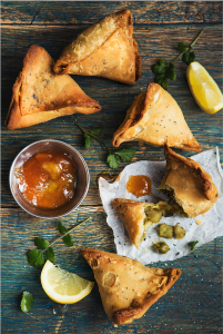 Punjabi Samosas with mango chutney