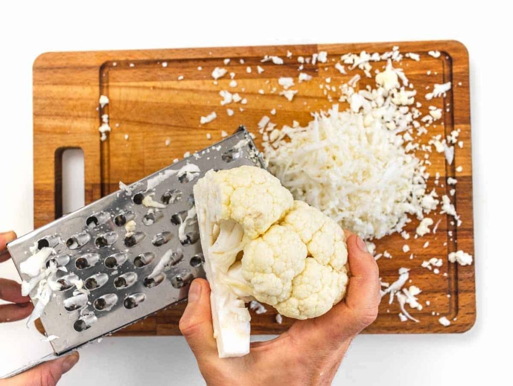 Cauliflower rice with a grater