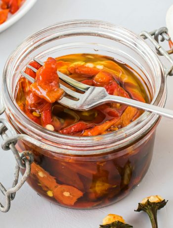 a jar of pickled chillies