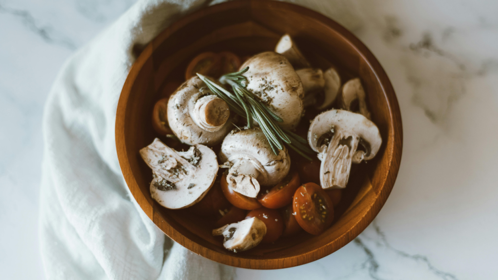 mushrooms in a brown bowel