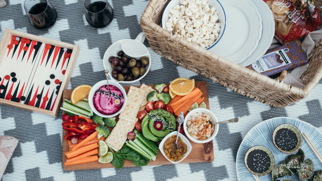 picnic basket with food