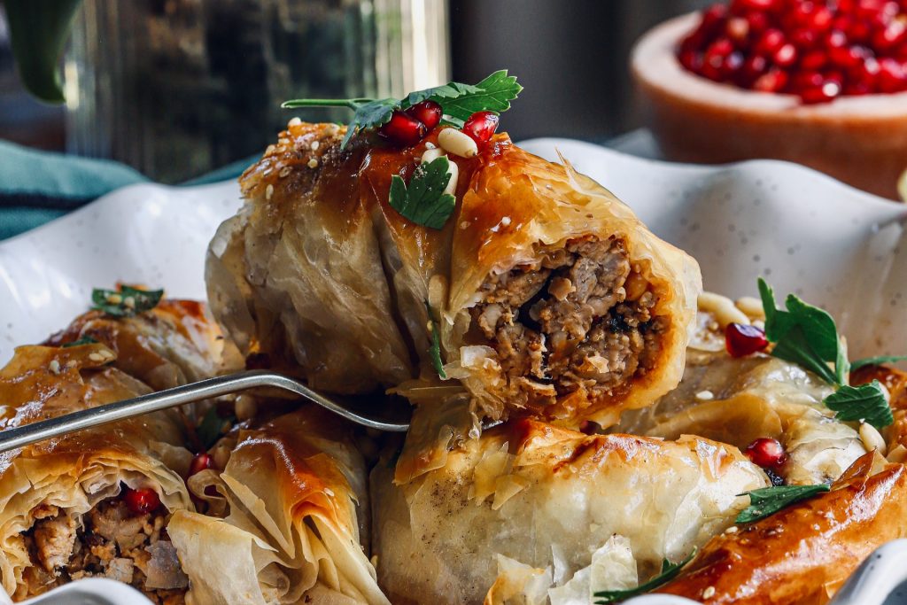 Spiced pork phyllo rolls 13