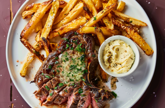 prime-rib steak with parmesan crusted chips