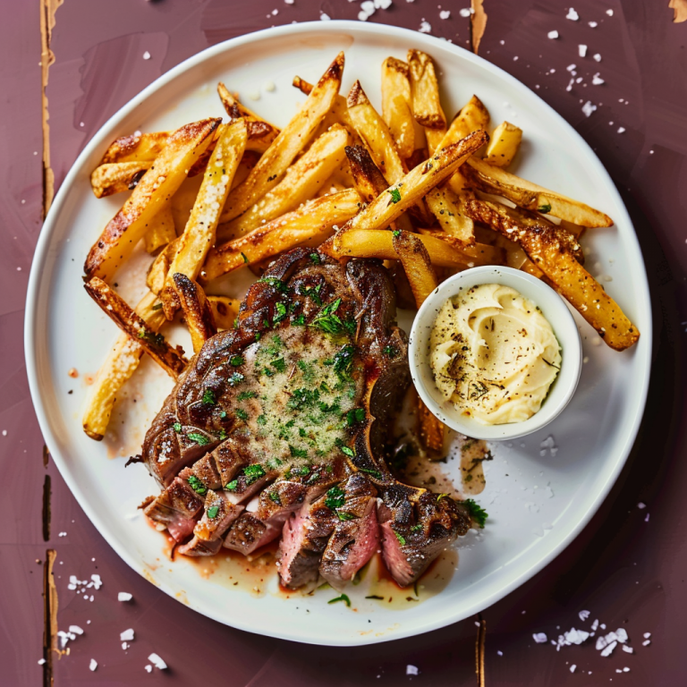 prime-rib steak with parmesan crusted chips